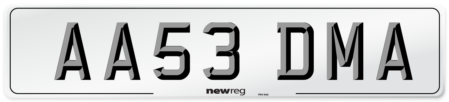 AA53 DMA Number Plate from New Reg